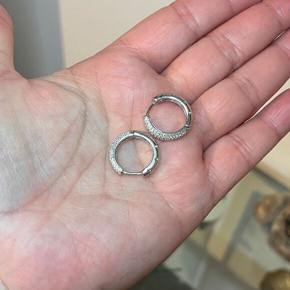 The Brilliance Mini Hoop Earrings in 925 and cubic zirconia - Picture 8 of 11